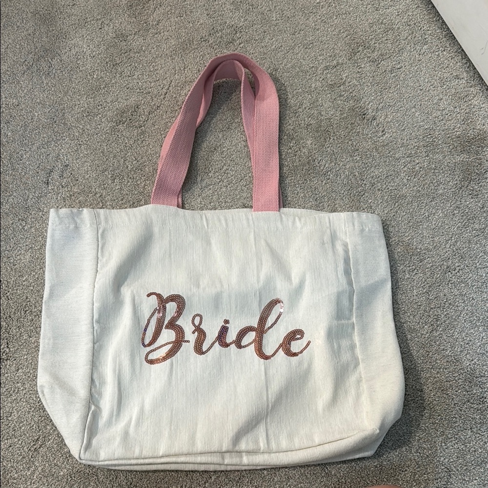 White and Pink Bride Tote Bag